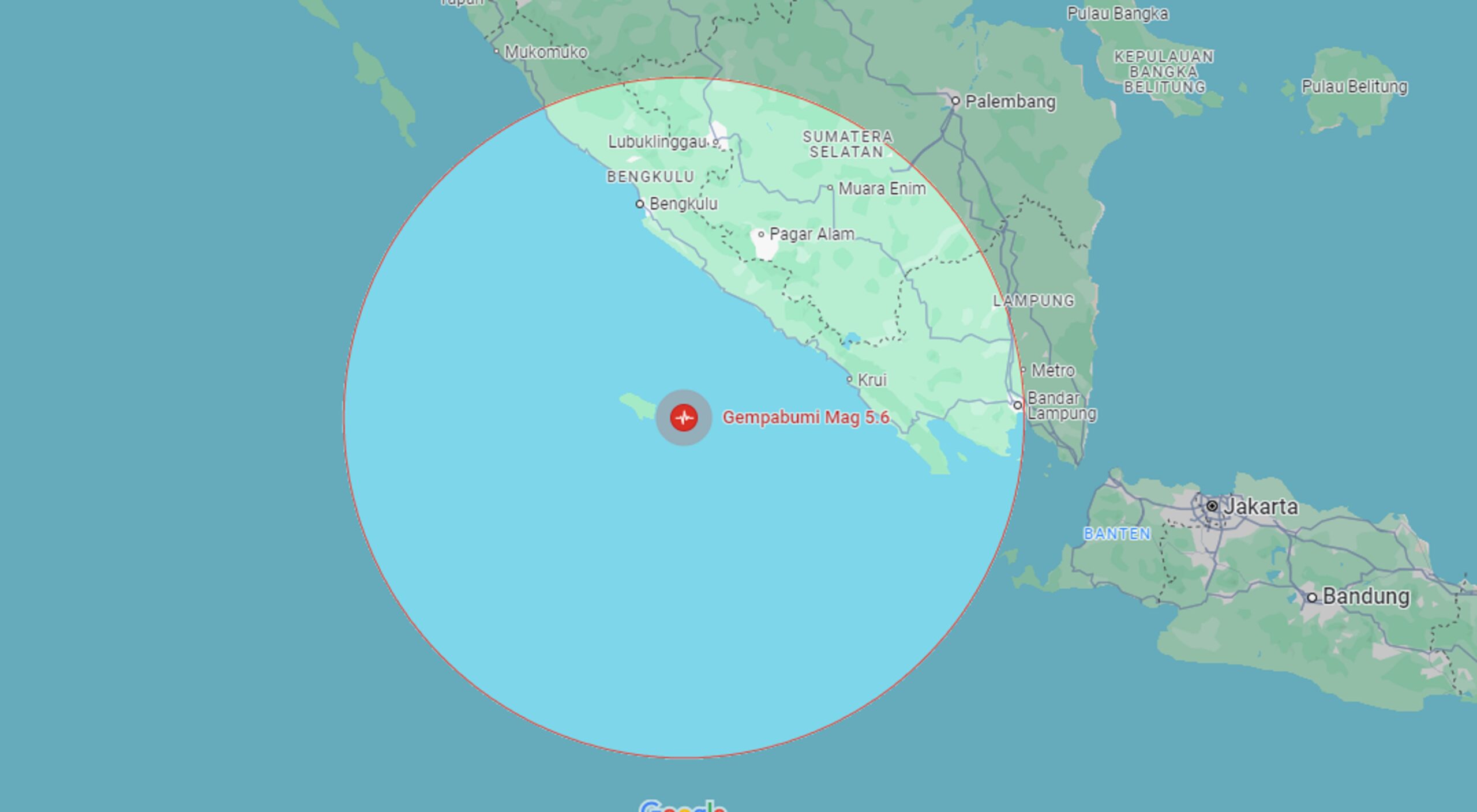 Gempa M 5,6 Guncang Bengkulu